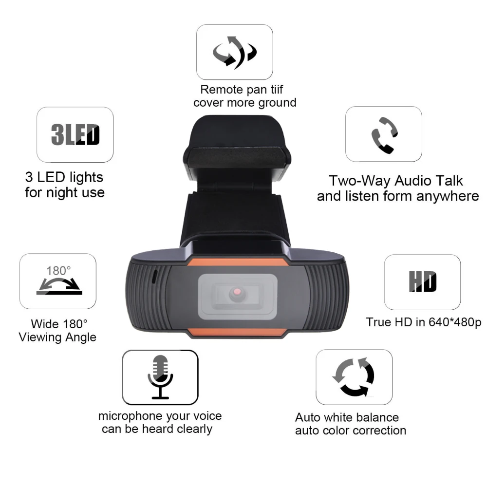 Baby Monitor HD Night Vision Webcam USB Charge Camera Two Way Talk Video Recording With Microphone For Laptop Computer |