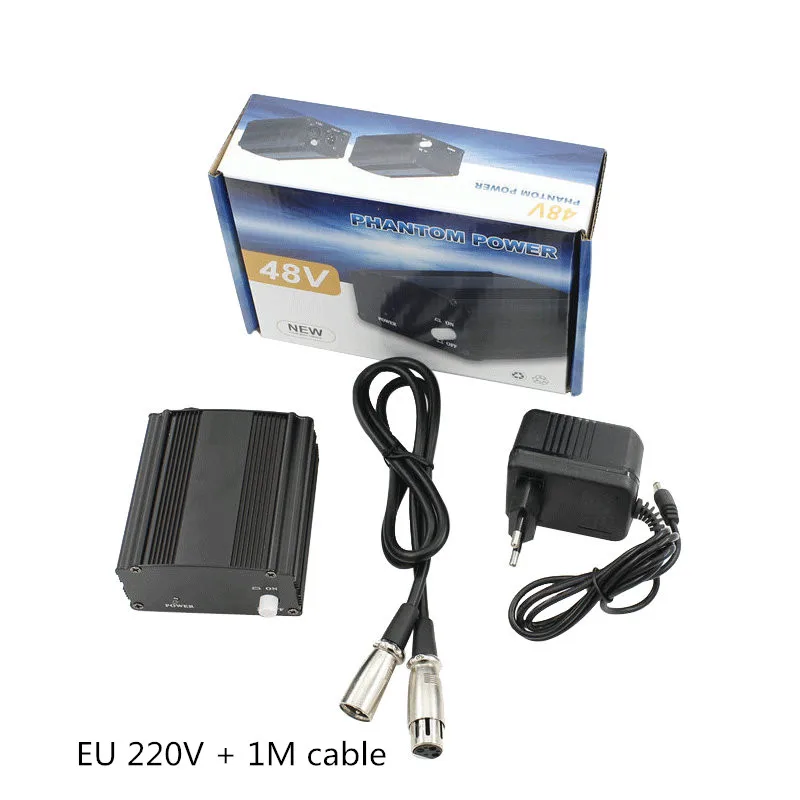 EU plug with cable 48 В Phantom power для BM 800 конденсаторный Студийный микрофон Запись пения под караоке питания оборудование ЕС вилка аудио адаптер DC power - Цвет: EU plug with cable
