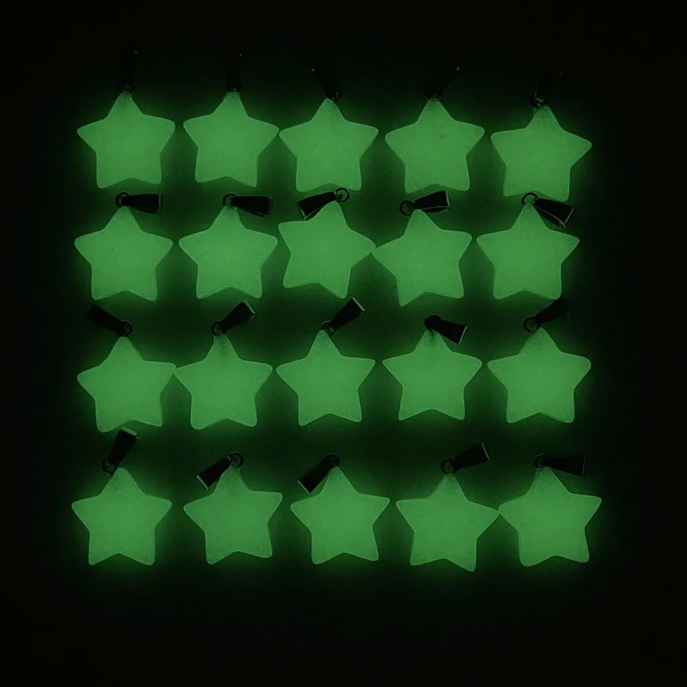 Модные Зеленые светящиеся звёзды 50 шт. для изготовления ювелирных изделий 20 мм