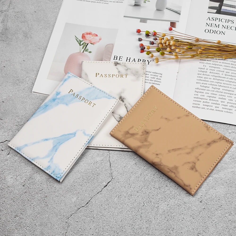 NEW Marble Pattern Passport Cover Women PU Leather Women Travel Passport Holder Designer Covers on The Passport Storage Bag