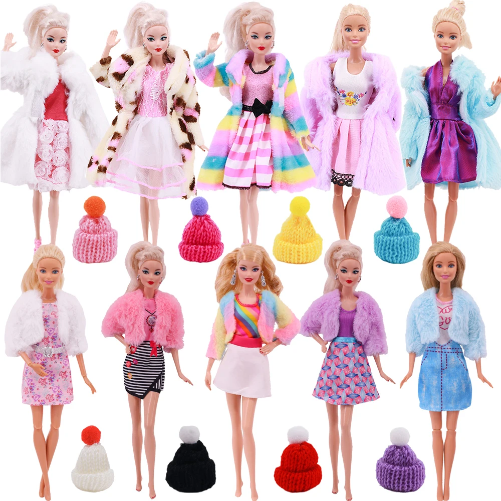 Аксессуары для куклы Барби одежда плюшевый наряд мини-юбка вязаная шапка