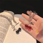 Новый стиль панк красная Черная Вишня подвеска металлическая цепочка до ключиц чокер ожерелье для женщин девушек ювелирные изделия для дня рождения