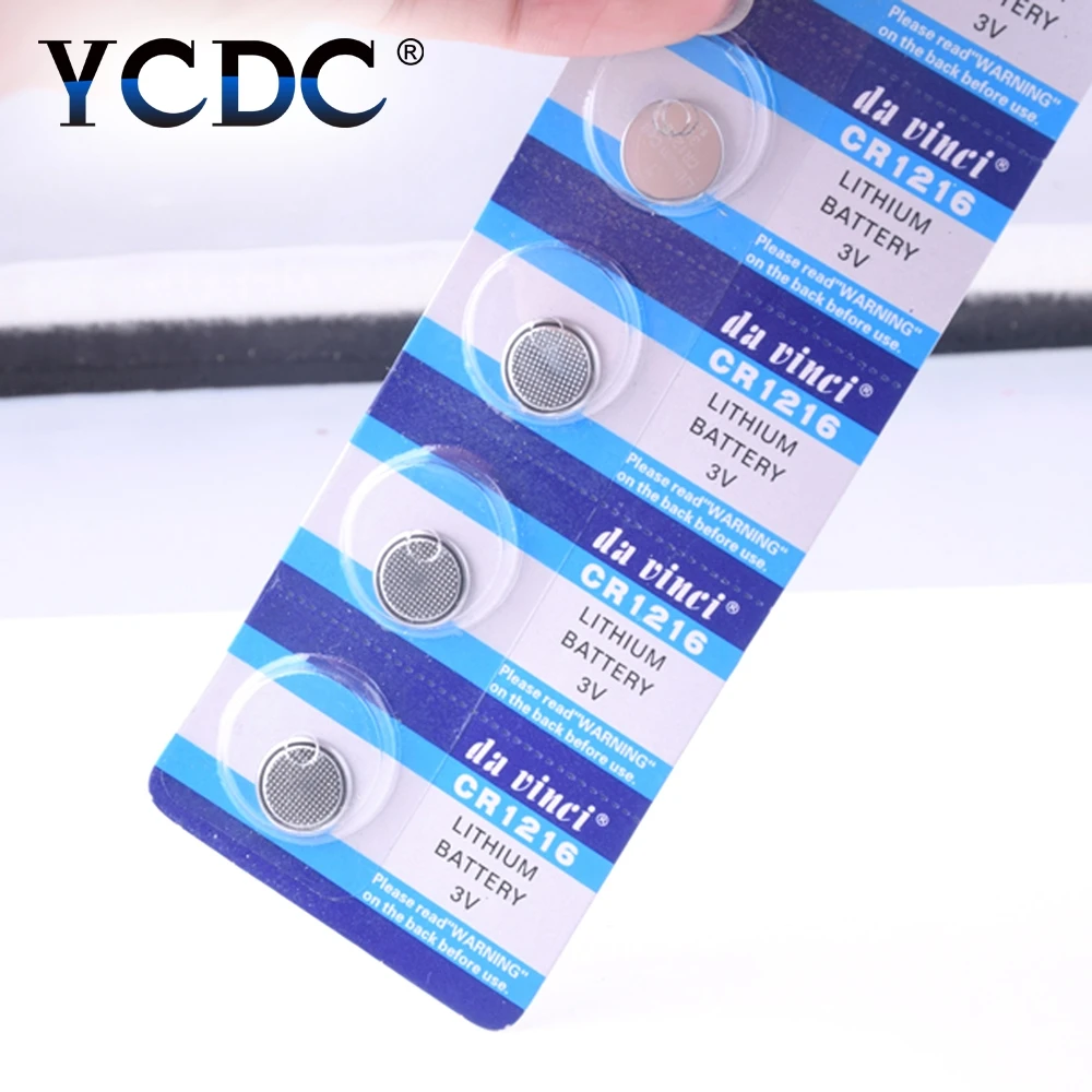 

50pcs/10card cr1216 Button Cell Battery 3V CR 1216 5034LC For Electronic Toys Remote Clock DL1216 BR1216 Lithium Coin Batteries