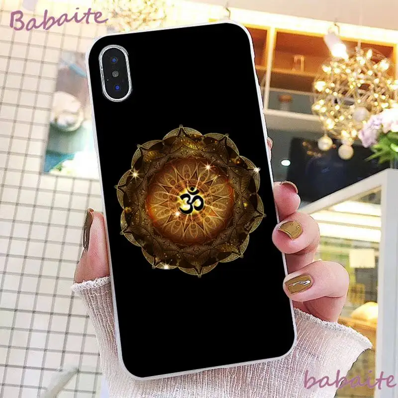 

Babaite Aum Om Yoga Symbol Hindu Fitness Bling Cute Phone Case for iPhone 8 7 6 6S Plus X XS MAX 5 5S SE XR 11 11pro promax