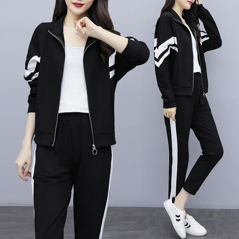 Большой плюс размер спортивные костюмы пальто спортивный костюм женское + брюки