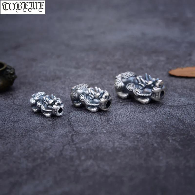 100% 3D 999 Серебряный цветок лотоса бусины Pixiu винтажные серебряные Fengshui Piyao удачи