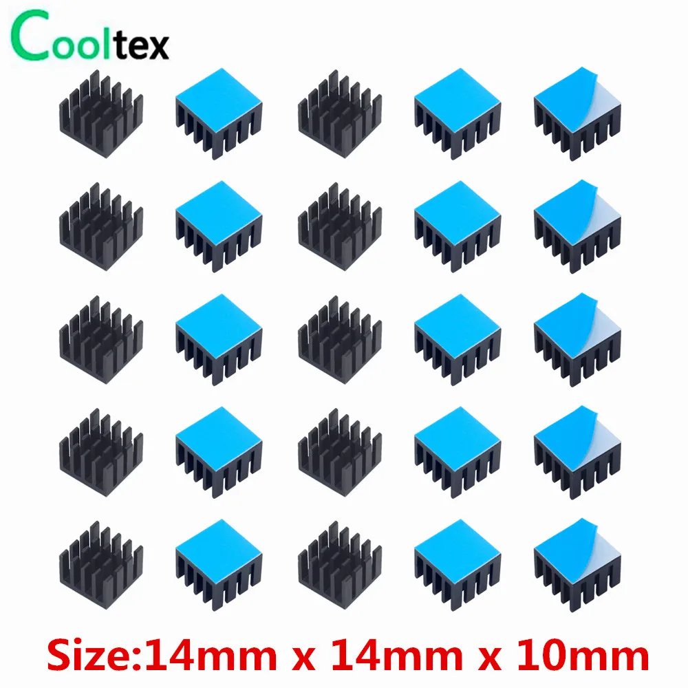 30pcs Aluminum Heatsink 14x14x10mm for Electronic Chip IC MOS Raspberry pi With Thermal Conductive Tape
