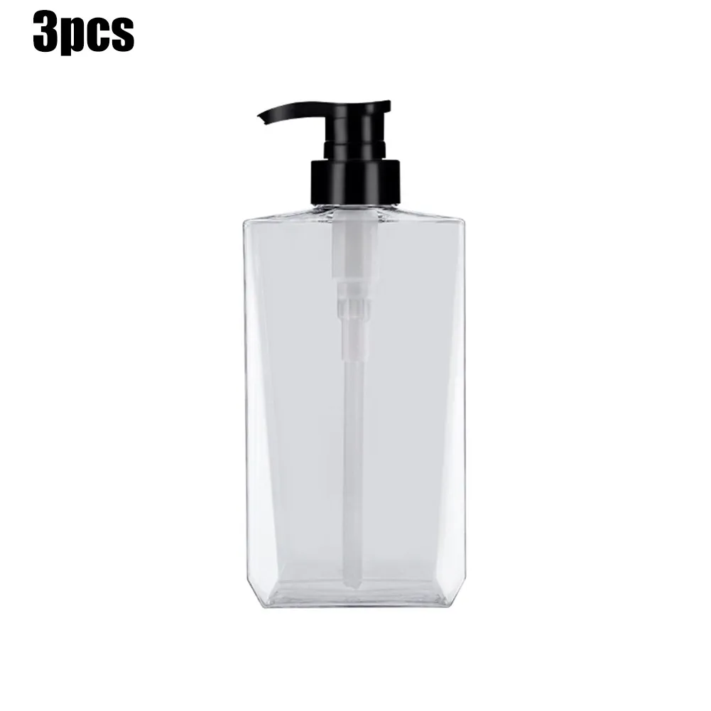 

3pc 500ml Spray Bottles Olive Gray Edge Square PET Plastic Bottle Press Shampoo Shower Gel Sub Packaging Bottle Body Milk Bottle