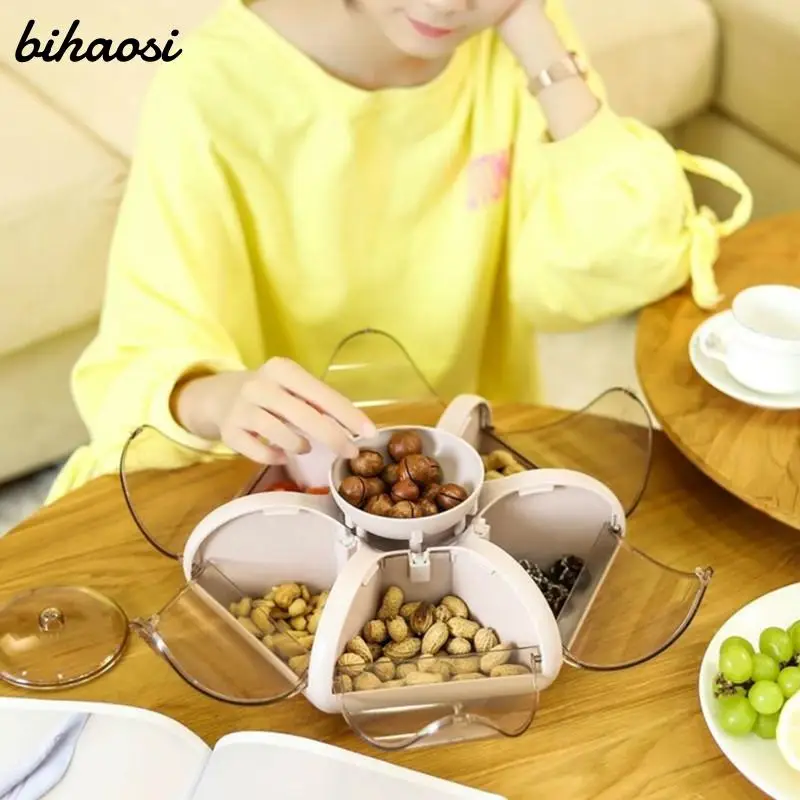 

Candy Plate Candied Fruit Plate Household Living Room Dustproof Fresh Keeping Sealed Fruit Box Automatic Pressing Fruit Tray