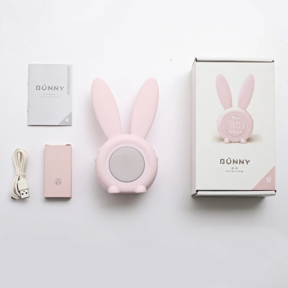 

Bunny Ear LED Digital Alarm Clock Electronic LED Display Sound Control Cute Rabbit Night Lamp Desk Clock For Home Decoration