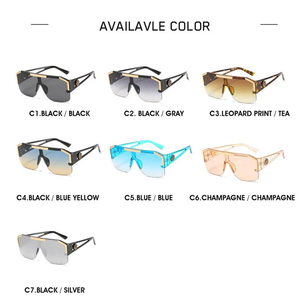 

Oversized Square Sunglasses Men Women Fashion Luxury Brand Square Metal Vintage Big Frame Rimless Sunglasses