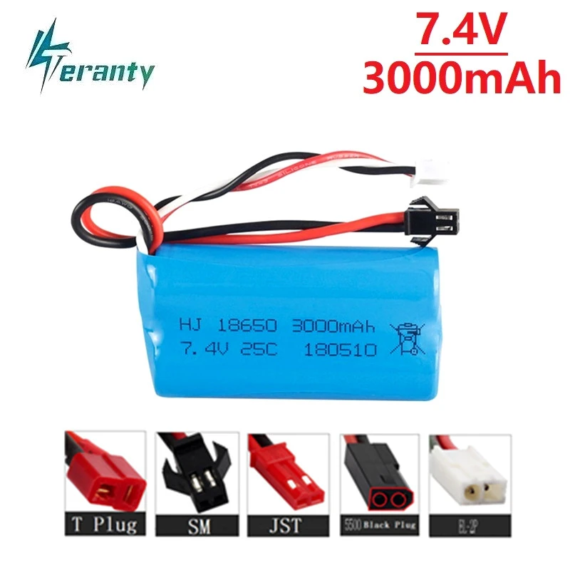 7 4 V 3000mah lipo батарея 18650 2S T вилка для Q46 Wltoys 10428 /12428/12423 RC автомобильные запасные