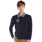 Мужской пуловер с круглым вырезом, с V-образным вырезом