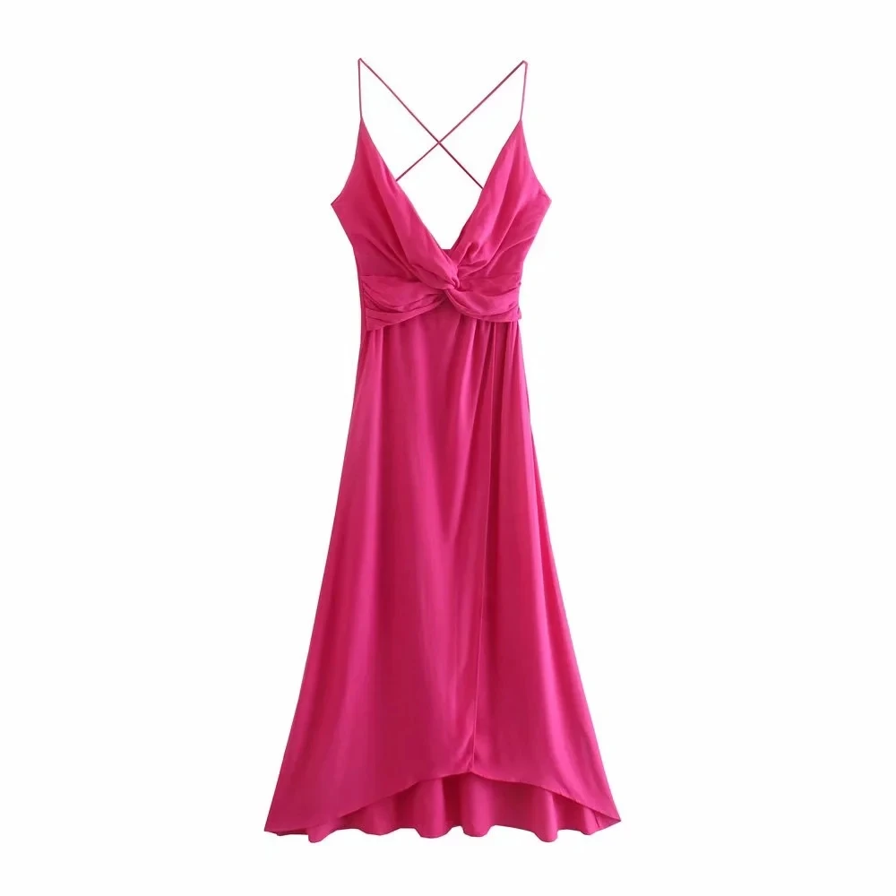 

Женский вечерние ний сарафан-миди с глубоким V-образным вырезом и открытой спиной