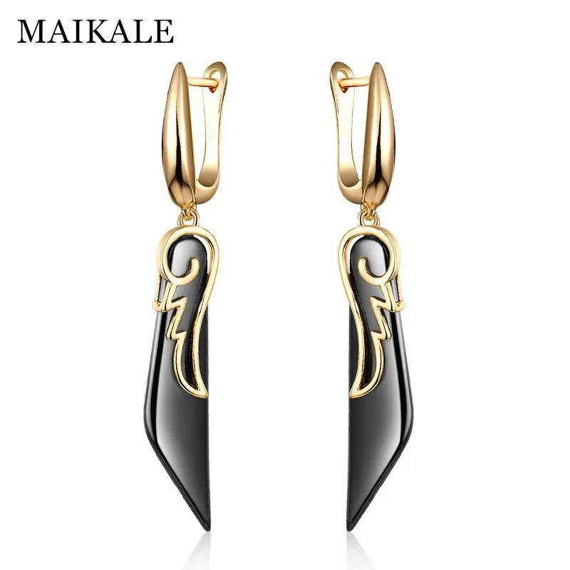 MAIKALE, классические простые серьги-гвоздики в форме крыла, высокое качество, медное покрытие, золото; серебро; Сережки для женщин