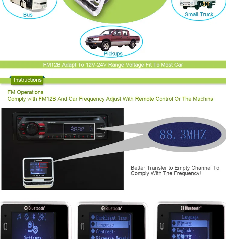Автомобильный fm-передатчик Aux Bluetooth MP3 плеер 1,44 дюймов ЖК-экран гарнитура автомобильный комплект fm-радио адаптер Поддержка TF карта u-диск