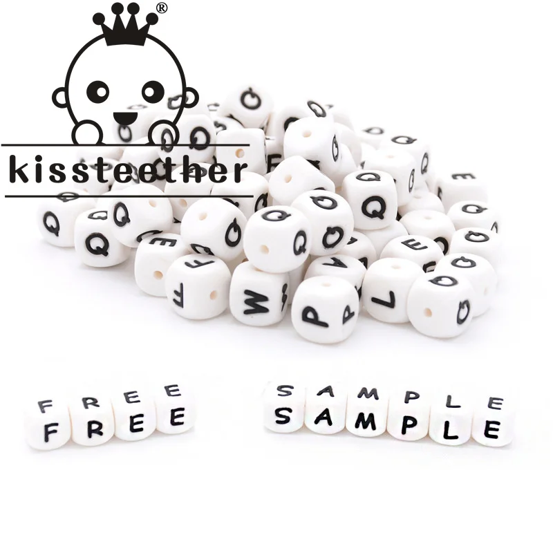 Kissteether-Cuentas de silicona de 12mm para manualidades, abalorios de letras del alfabeto, cuentas de silicona de grado alimenticio, collar de dentici&oacute;n, cuentas de enfermer&iacute;a, 20 Uds.-0