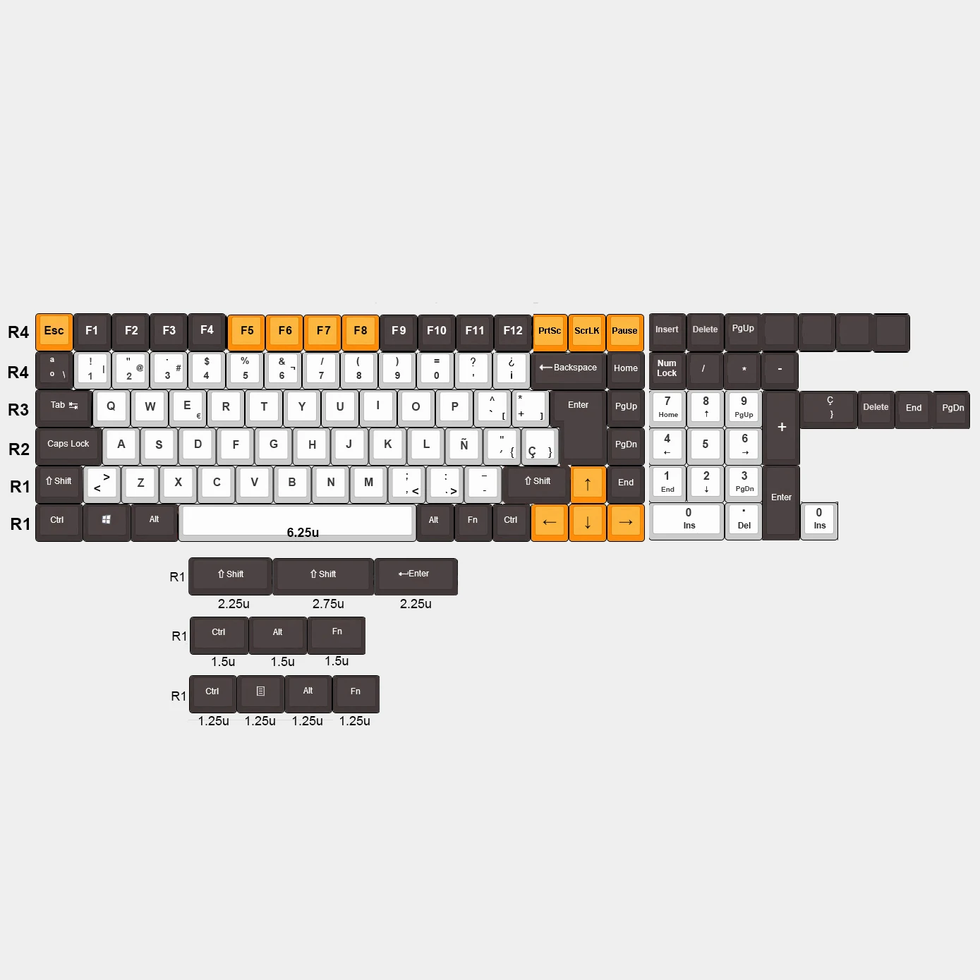 

124-Key Spanish Layout European ANSI ISO-ES OEM PBT Keycaps for Cherry MX Switches of Mechanical Keyboard Free Shipping