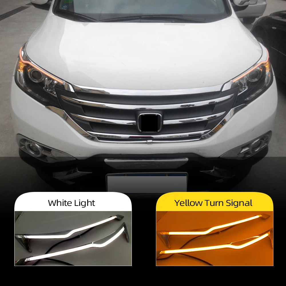 CSCSNL 2 шт. для Honda CRV 2012 2013 Автомобильный головной светильник светодиодный для бровей дневной ходовой светильник DRL с желтым поворотным сигналом светильник