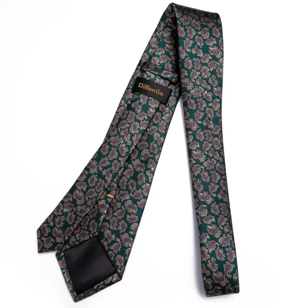 Новый дизайнерский качественный мужской галстук зеленый красный Пейсли