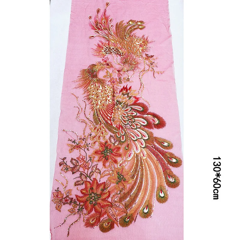 Вышивка блестками Павлин патчи кружева пришить Аппликация сетки платье одежда