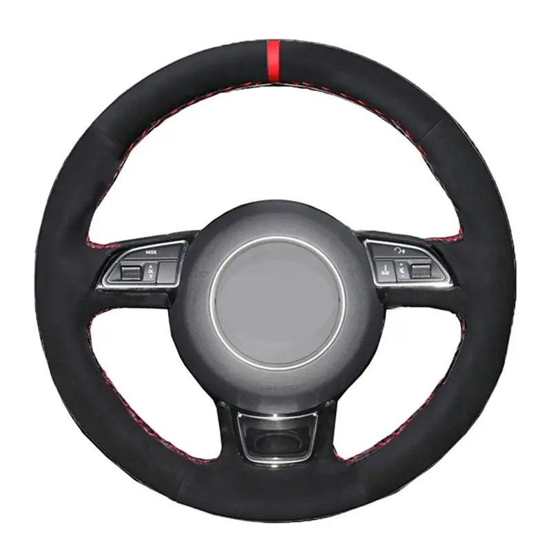 

Car Steering Wheel Cover Hand-Stitched Soft Black Genuine leather Suede Car Steering Wheel Covers For Audi A1 A3 A5