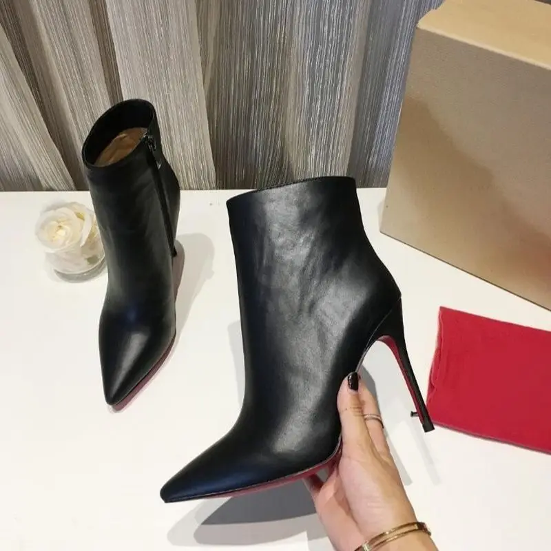 

2022 Роскошные брендовые черные сапоги зимние сапоги с красной подошвой для женщин сапоги на высоком каблуке 8 см 10 см тонкий каблук с острым н...