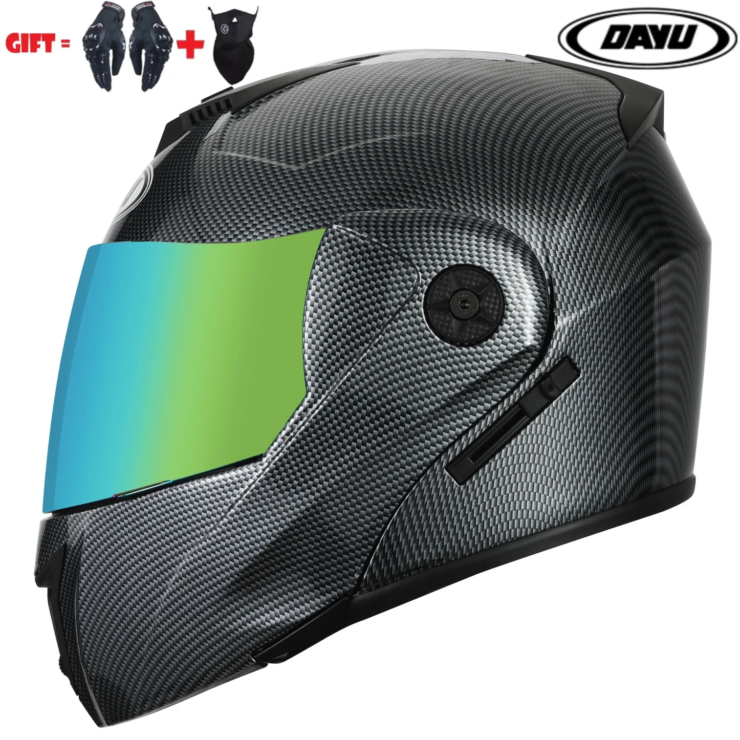 

Мотоциклетный шлем с откидной крышкой, модульный шлем с двойным козырьком, для езды на мотоцикле, 2 подарка