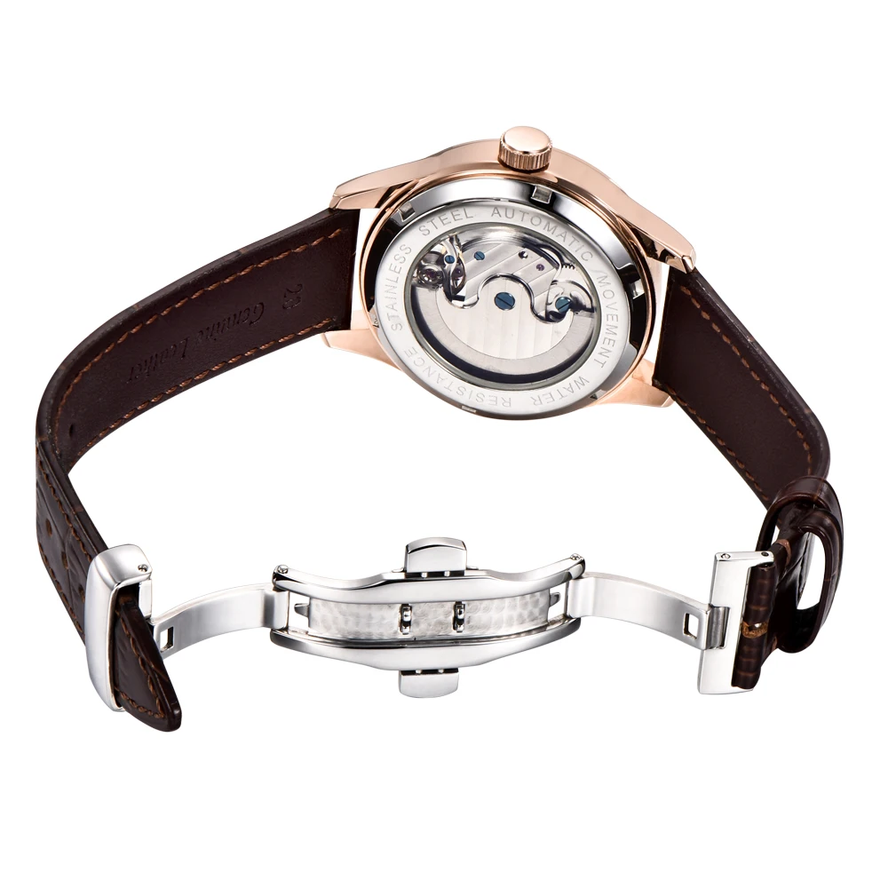 Чехол с белым циферблатом и золотыми стрелками из розового золота размер 41 мм Moon