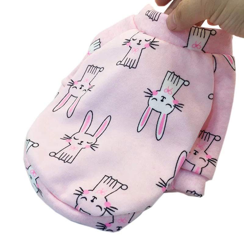 Pink Rabbit Мягкий дешевый пуловер с круглым вырезом, зимняя одежда для домашних животных для маленьких собак, кошки чихуахуа, толстовка «Каттен», одежда для щенков - Цвет: Pink Rabbit