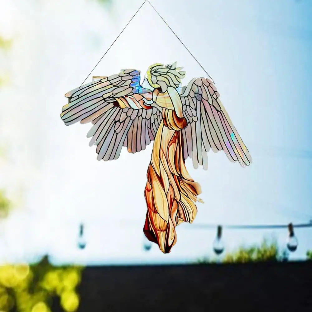 

Hanging Pendant Realistic Exquisite Multicolor Art Garden Angel Wing Decoration Ornament for Home Garden Living Room