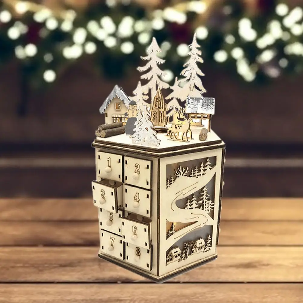 

2021 год, календарь для нового года, деревянное украшение с обратным отсчетом светодиодный Ной подсветкой и коробкой с 24 ящиками, декор для де...
