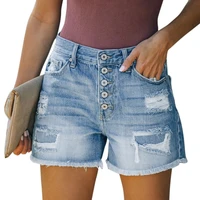 high stretch denim shorts 2021 explosion style break hole flow patch ladies jeans mid waist thin denim women pencil pants folds