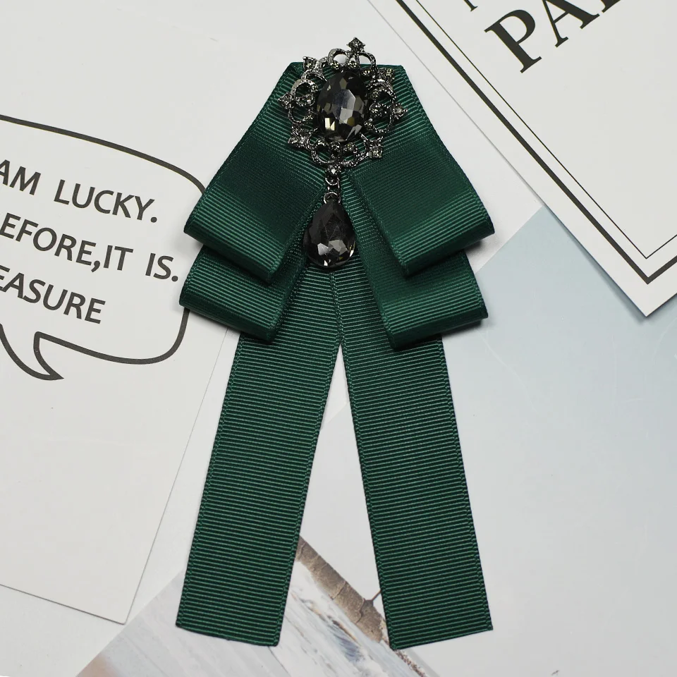 Green 2 Я-Remiel модный галстук-самовяз, с завязками, с брошкой воротник Винтаж шпильки и броши аксессуары воротника рубашки подарки для гостей Броши Для женщин - Окраска металла: Green 2
