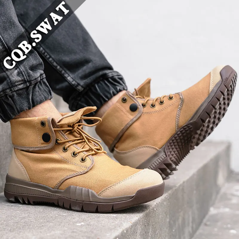 Повседневная парусиновая обувь черная Уличная походные тактические ботинки для
