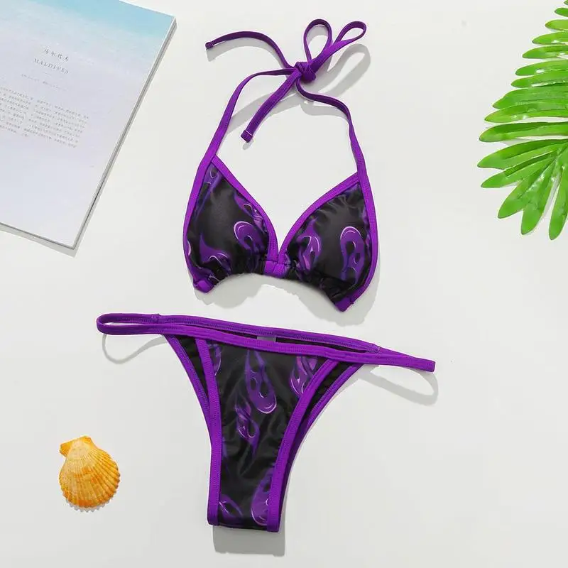 

Women Halter Push Up Swimwear Low Waist Bikini Set Swimwear Sexy Print New Rendering Gift K5K0