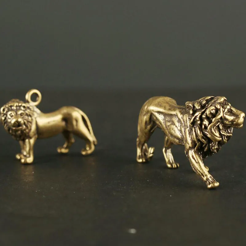 Бронзовый брелок с подвеской в виде льва бронзовый медальон подарок медный для