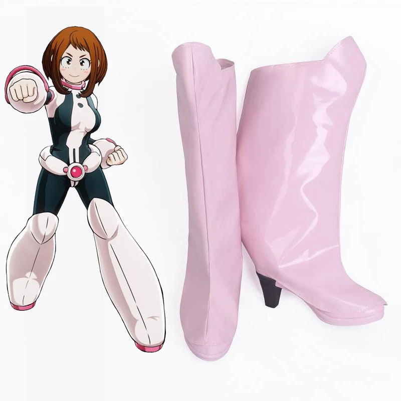 Аниме My Hero academic Boku No Akademia/костюм OCHACO URARAKA sui Tsuyu/кожаные ботинки на Хэллоуин