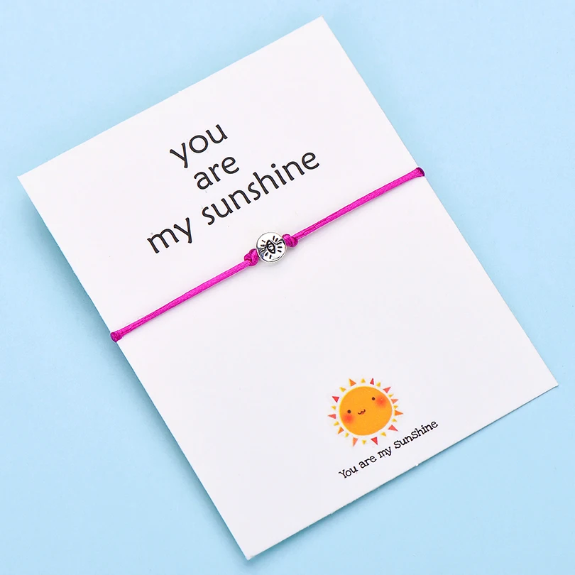 color 10 IYOE Wish Card You Are My Sunshine браслеты с глазами для женщин и мужчин, подарок на день рождения, винтажный браслет ручной работы с красной нитью - Окраска металла: color 10