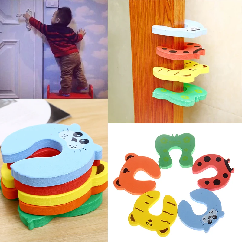 Door Stopper Holder Lock Safety Finger Home Kids Baby Cartoon Animal Stop Edge Corner Protector For Children Random Color | Мать и