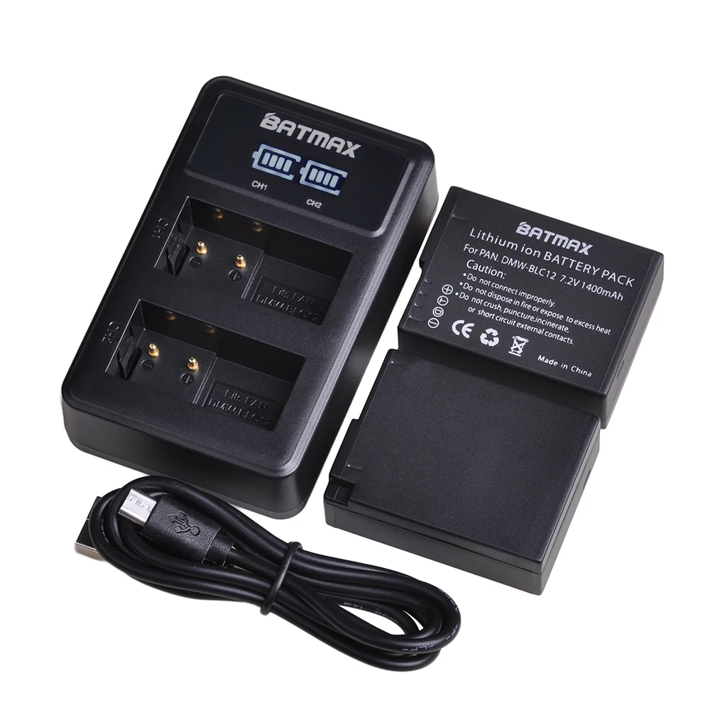 Аккумулятор Batmax DMW BLC12 BLC12E BLC12PP + двойное зарядное устройство USB со светодиодной