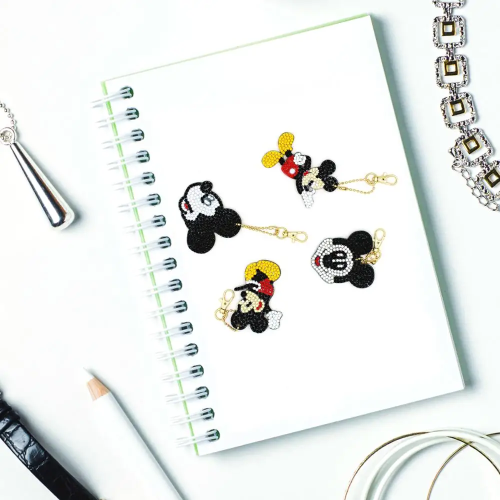 

Сумка украшения Diy ремесла животные мышь алмазная живопись брелок 4 шт. Алмазная мозаика женщина брелок для девочек MK001