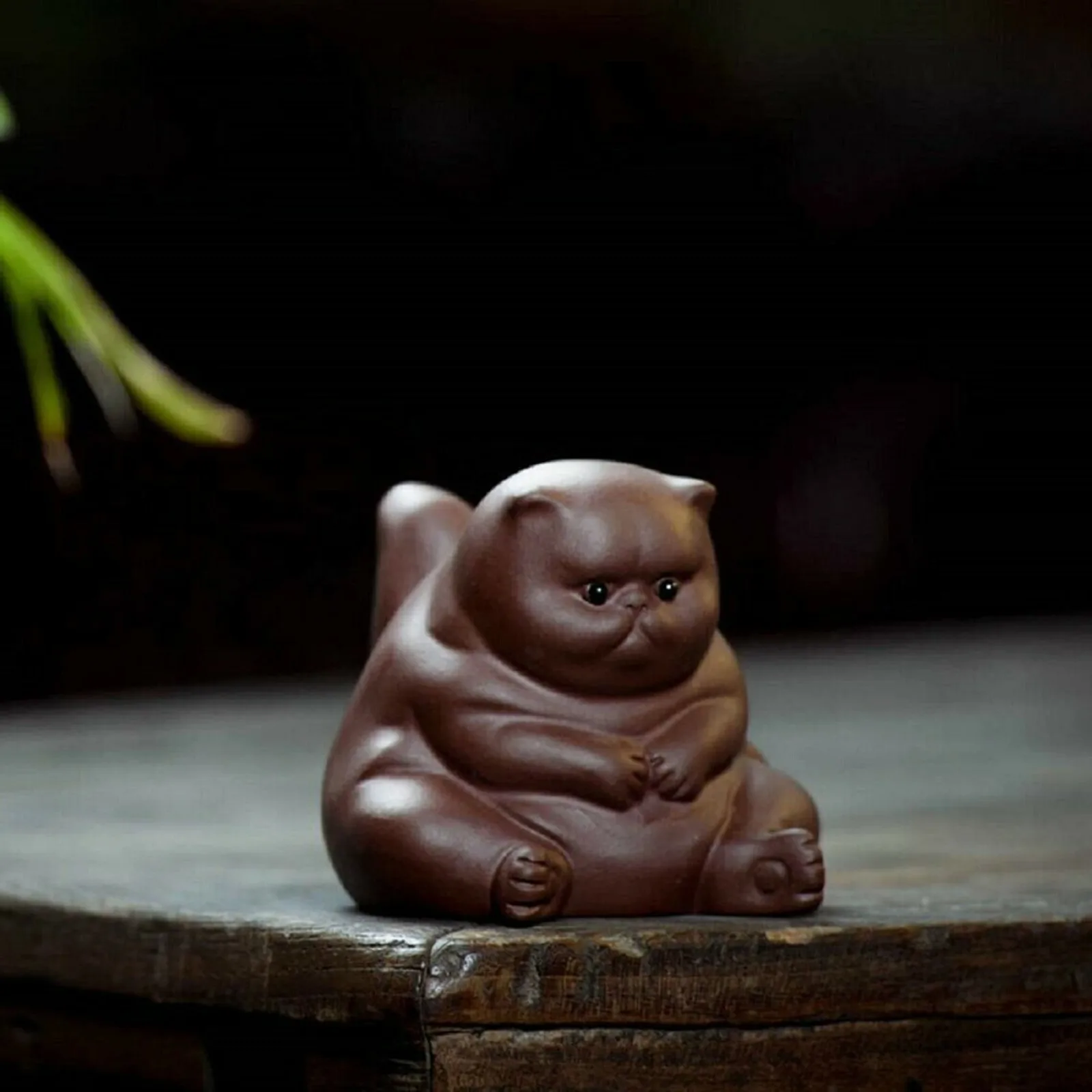 

Home Decor Chinese Zisha Yixing Carved Statues Decoration Toy Tea Pet Gift For Tea Lover Kawaii Room Decor Little Fat Cat