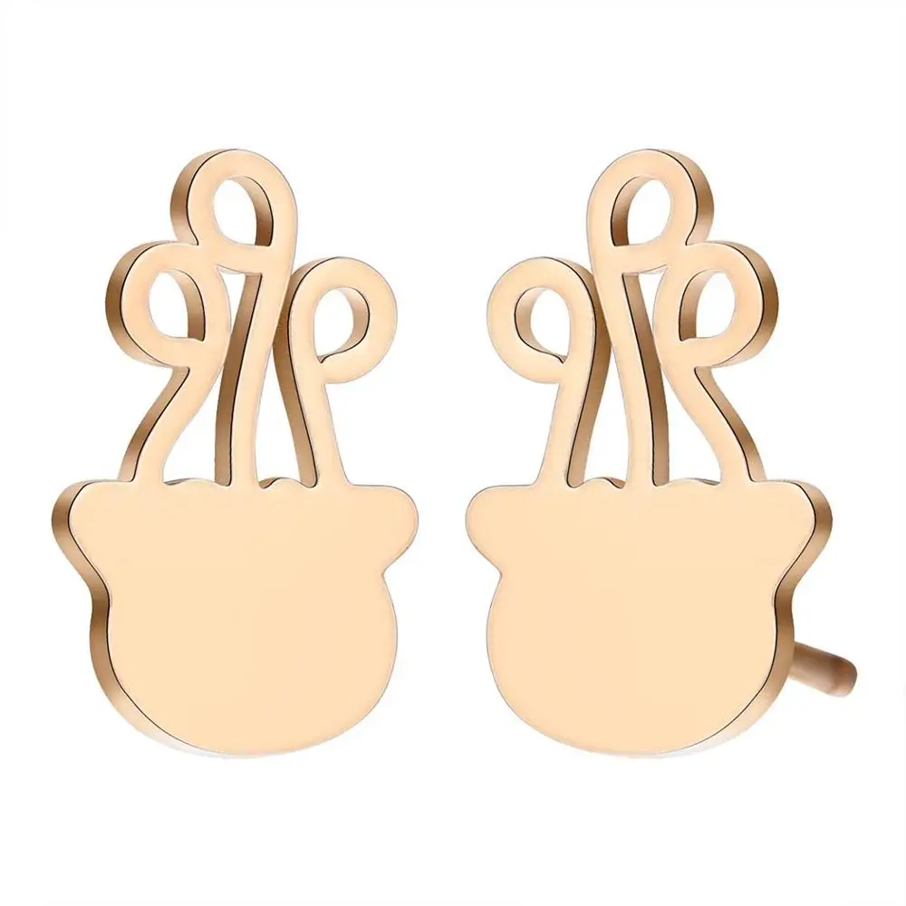 Чандлер 1 пара цветочных корзин серьги гвоздики в виде горшка уникальные золотые