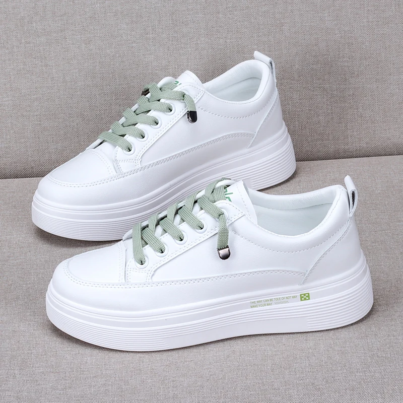 

Hot sale Women Sneakers 2020 Fashion Breathble Vulcanized Shoes Women Pu leather Platform Shoes Women Lace up Casual Shoes White
