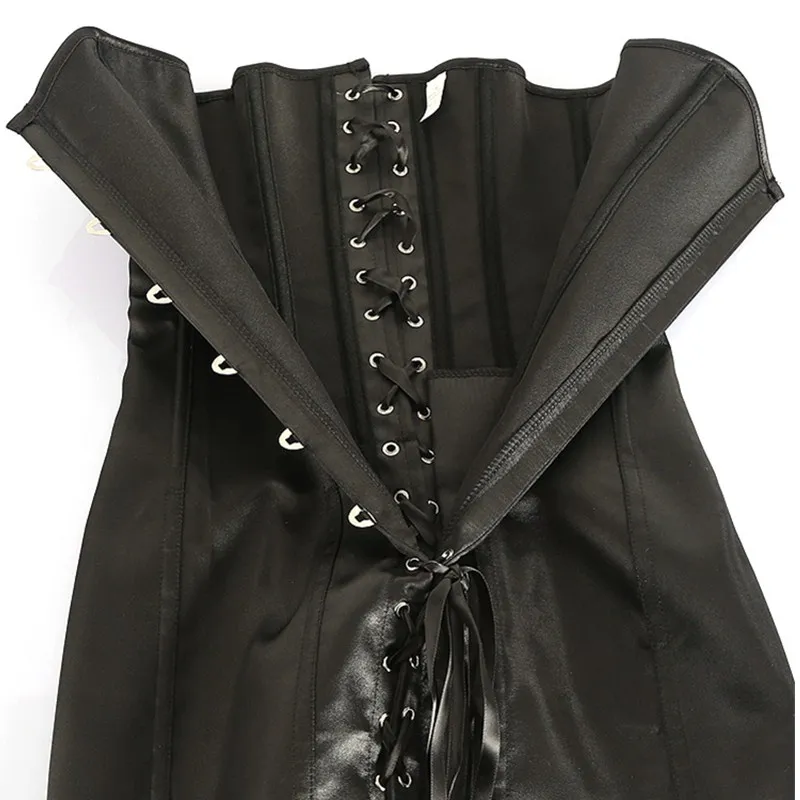 Черный сексуальный блестящий корсет из ПВХ кожи с длинной талией женский со