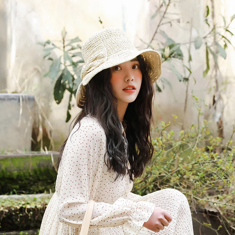 Женские солнцезащитные шляпы ручной работы Летняя женская шляпа на открытом