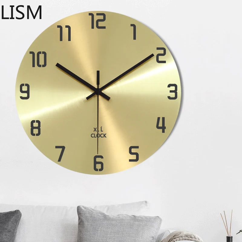 

Modern Design Nordic Art Wall Clock Metal Clocks Wall Home Decor Living Room Light Luxury Simple Golden Big Numbers Reloj Pared