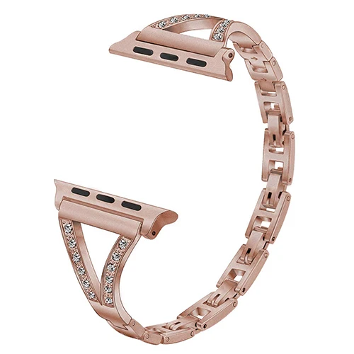 Rose pink Роскошный браслет из нержавеющей стали для Apple Watch 3 2 1 42 мм 38 мм браслет ремешок для iwatch серии 5 4 44 мм 40 мм - Цвет ремешка: Rose pink