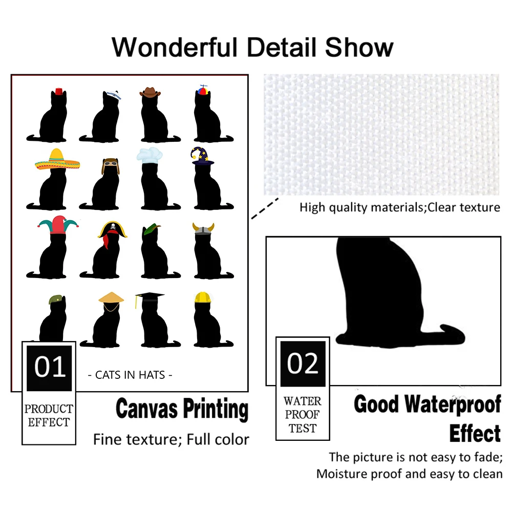 Cat Butt Napkin Wall Art Canvas Painting Funny Bum Posters and Prints House Warming Gift Cats Black White Pictures Home Decor | Дом и сад